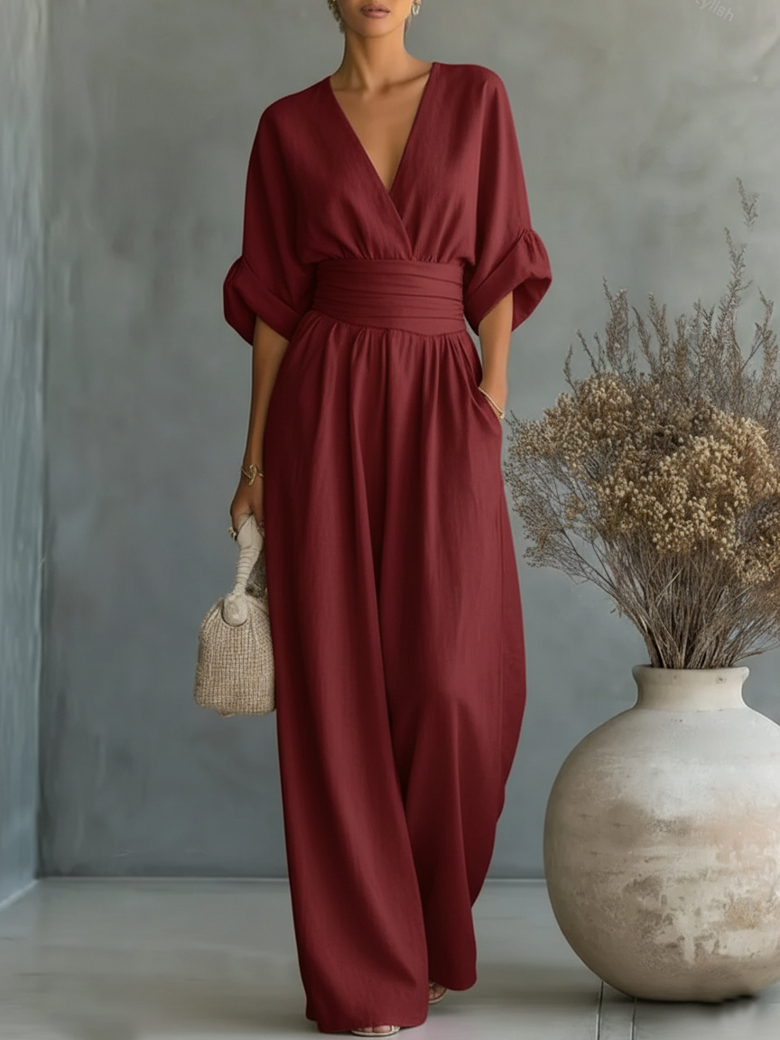 Madeline | V-Neck High-Waist Jumpsuit