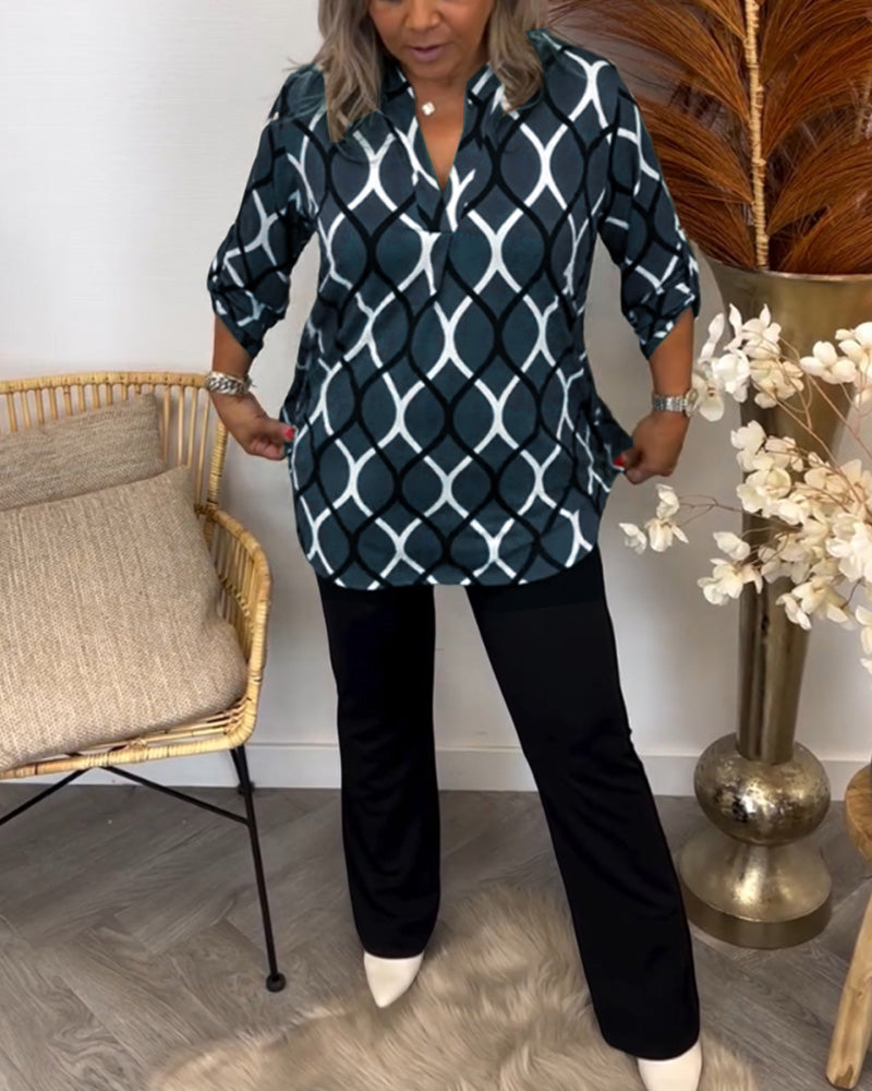 AMELIA | CASUAL LONG-SLEEVE PATTERNED BLOUSE