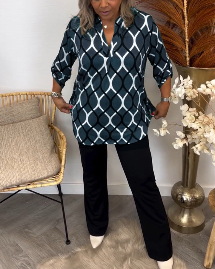 AMELIA | CASUAL LONG-SLEEVE PATTERNED BLOUSE