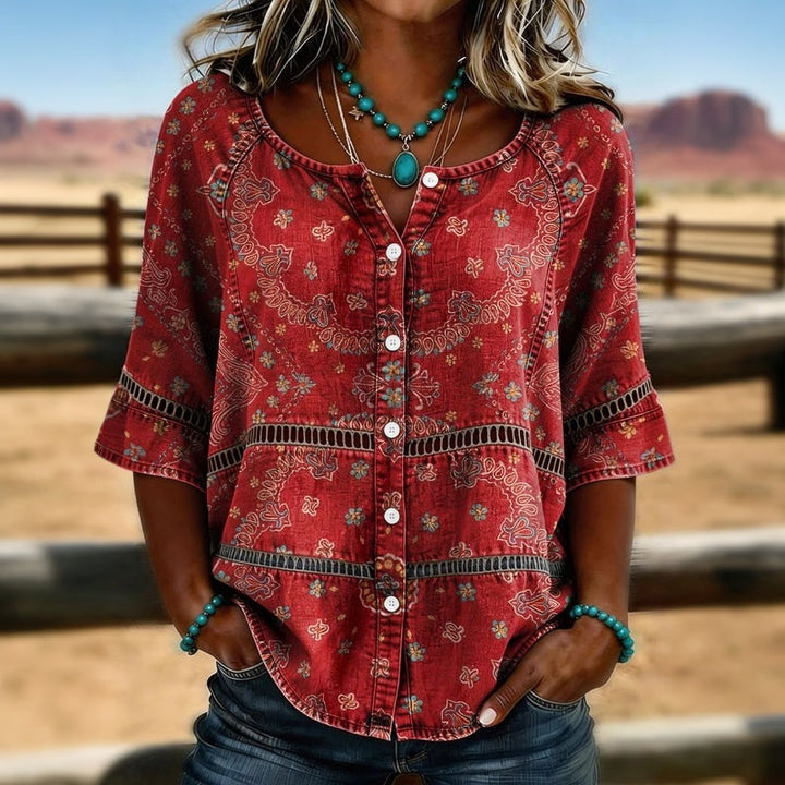 Dorothea | Vintage Ethnic Print Blouse