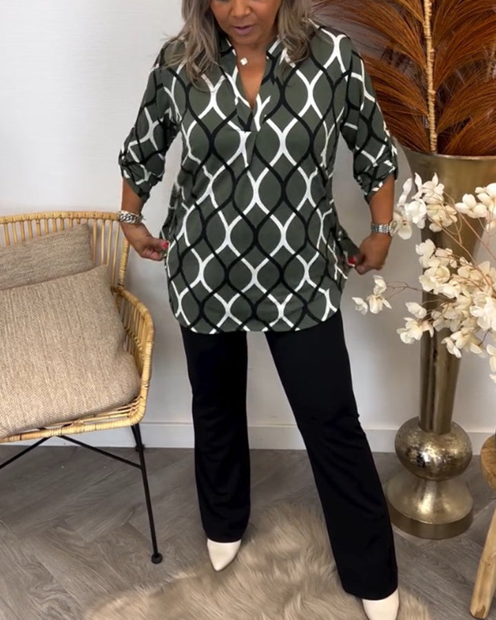 AMELIA | CASUAL LONG-SLEEVE PATTERNED BLOUSE