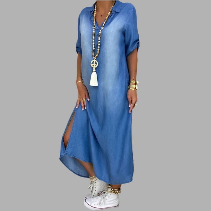 Lea - Robe Longue Détente Denim