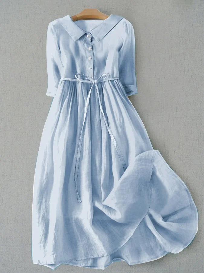Lux - Robe Élégante à Manches Courtes avec Lacs à la Taille