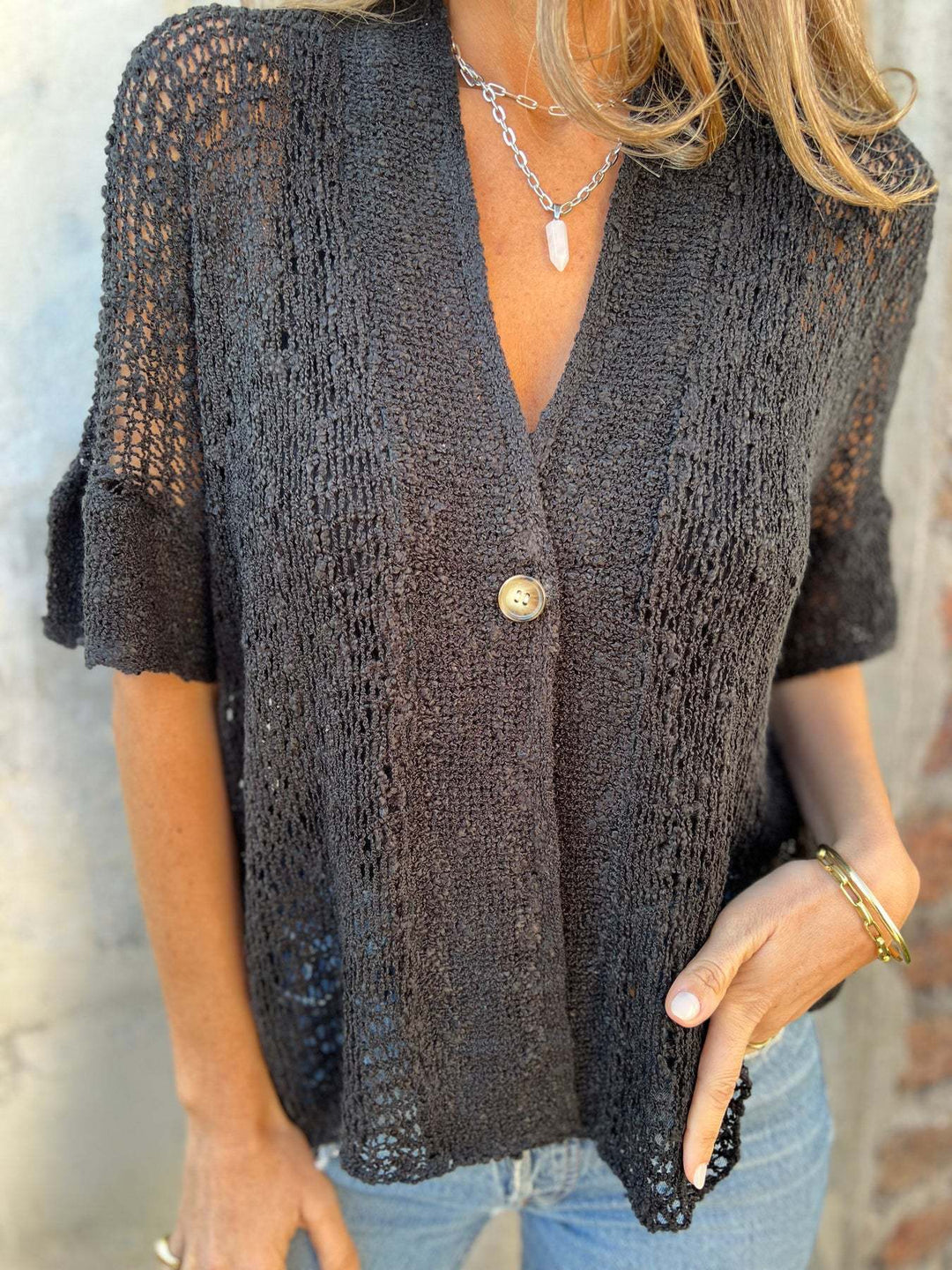 Carol | Openwork Perforated Knit Vest