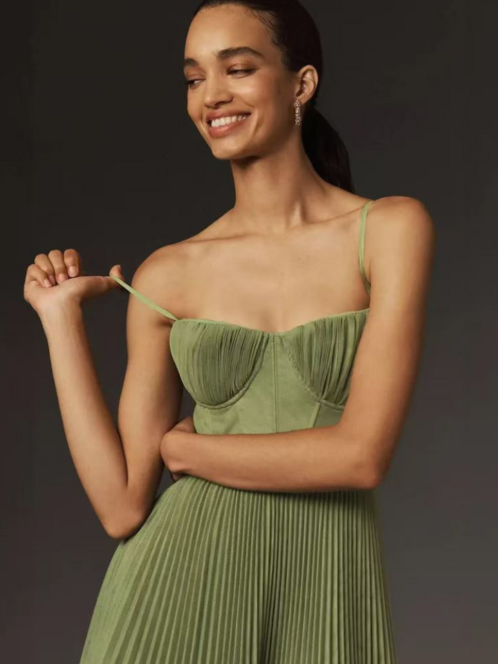 Sonya™ | Sculpted Pleated Maxi Dress
