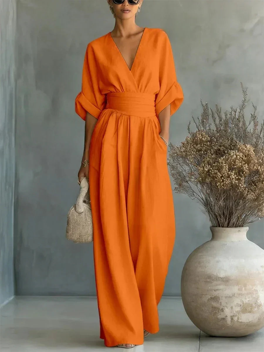 Madeline | V-Neck High-Waist Jumpsuit