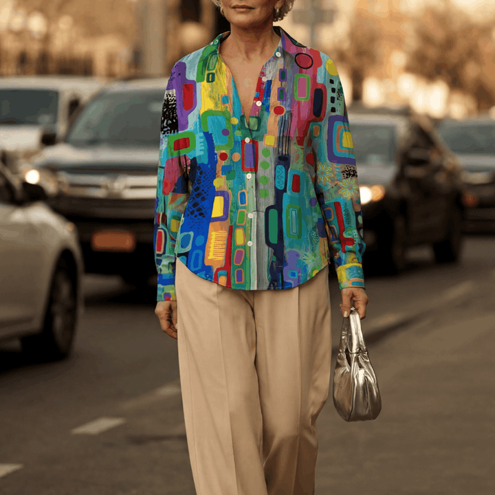 RACHEL | ELEGANT GEOMETRIC PATTERN BLOUSE