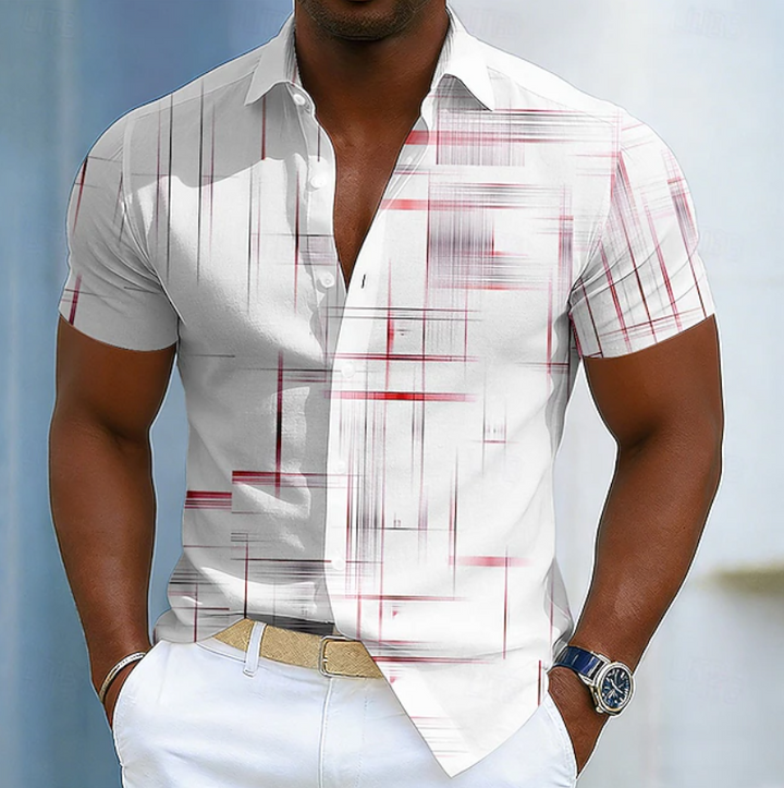 Xander | Short Sleeve Button Geometric Shirt