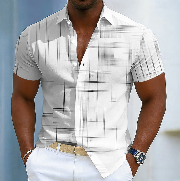 Xander | Short Sleeve Button Geometric Shirt