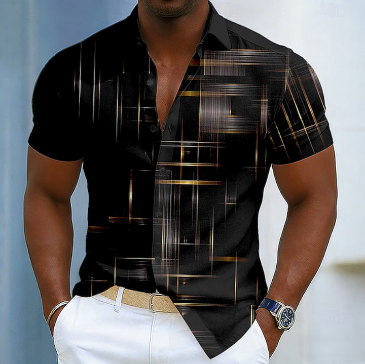 Xander | Short Sleeve Button Geometric Shirt