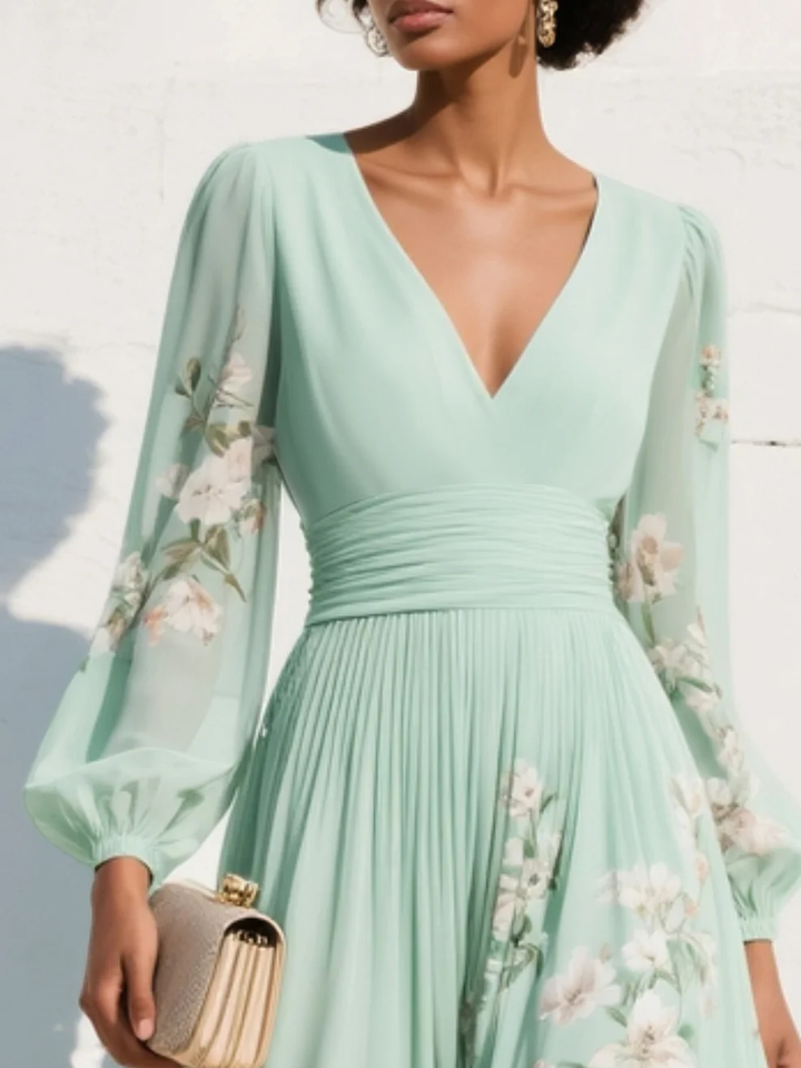 Lila - Robe Midi Fleurie Élégante