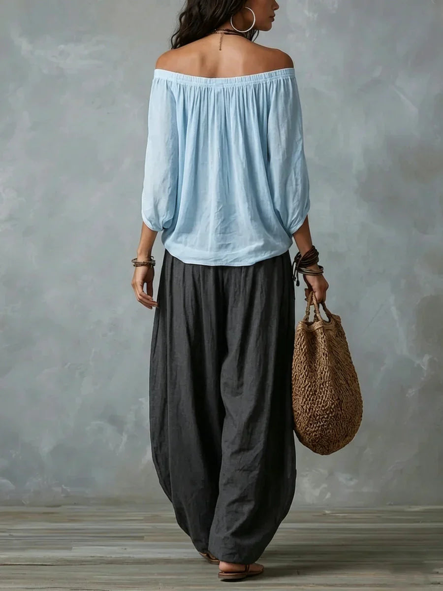 Aurara | Asymmetric Top and Wide-Cut Pants