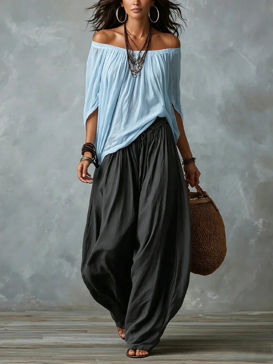 Aurara | Asymmetric Top and Wide-Cut Pants