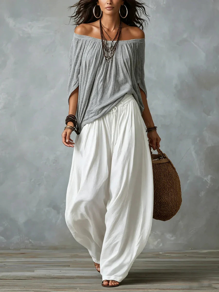 Aurara | Asymmetric Top and Wide-Cut Pants
