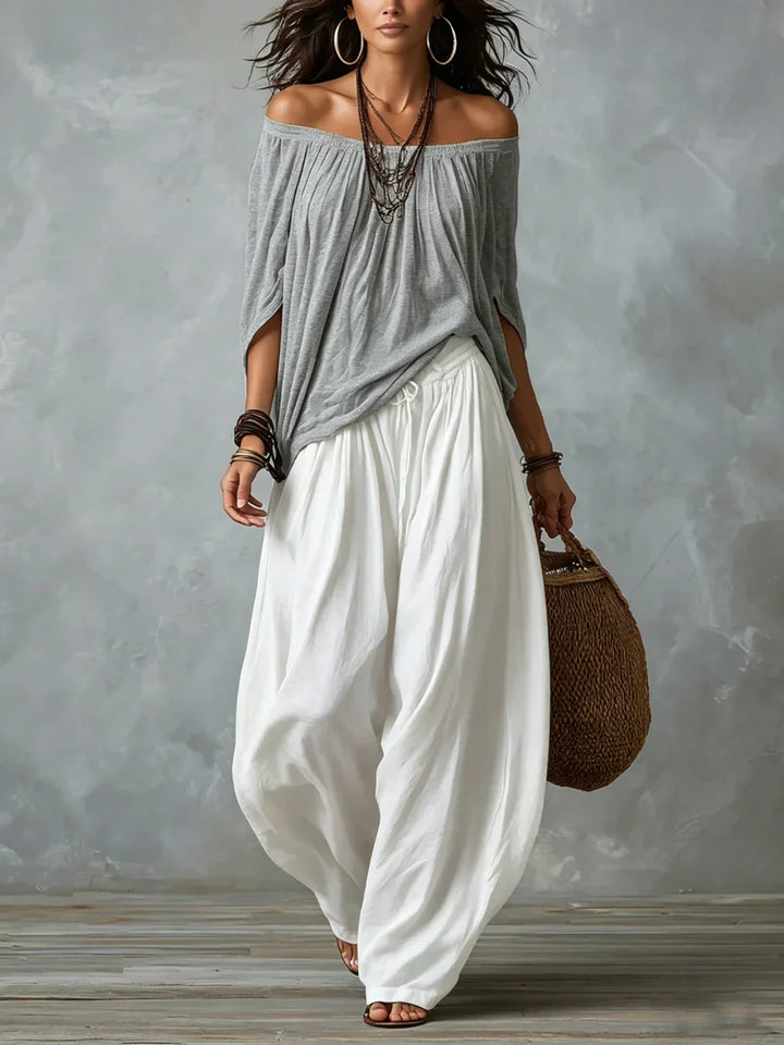 Aurara | Asymmetric Top and Wide-Cut Pants