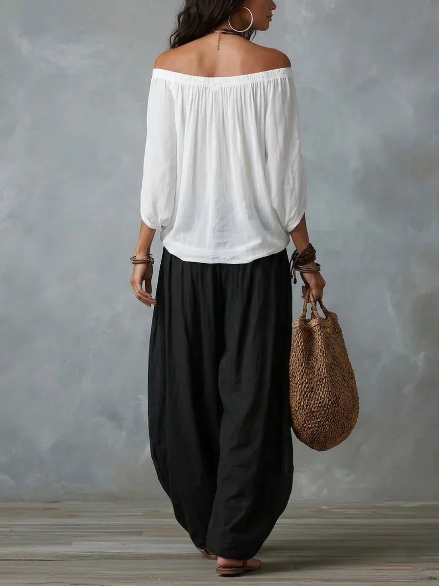 Aurara | Asymmetric Top and Wide-Cut Pants