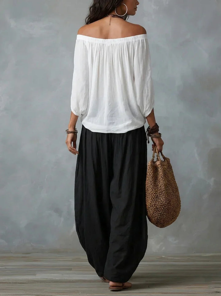 Aurara | Asymmetric Top and Wide-Cut Pants