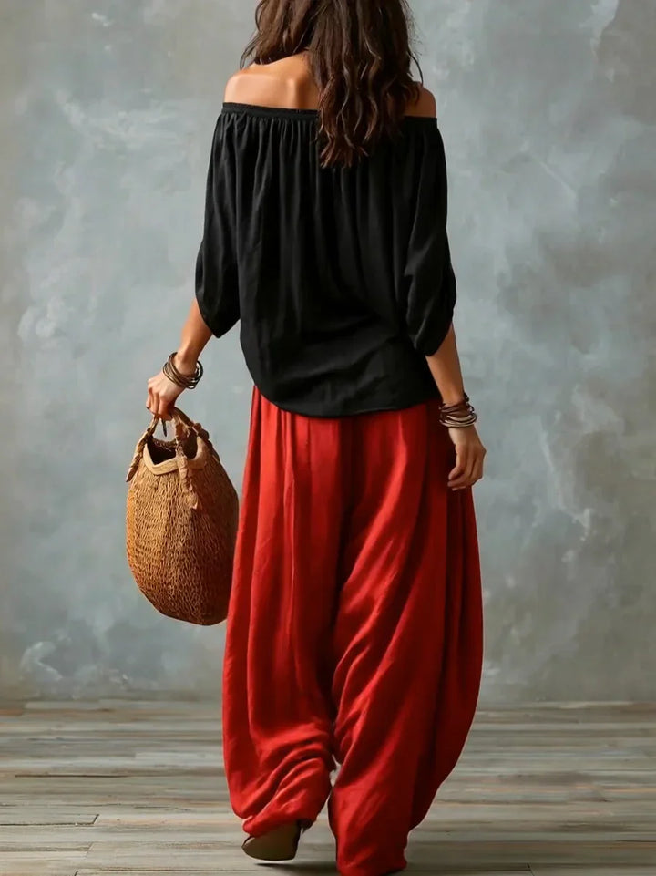 Aurara | Asymmetric Top and Wide-Cut Pants