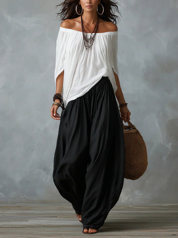 Aurara | Asymmetric Top and Wide-Cut Pants