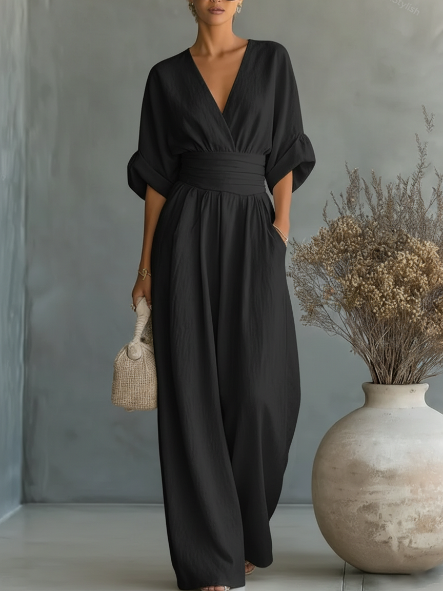 Madeline | V-Neck High-Waist Jumpsuit