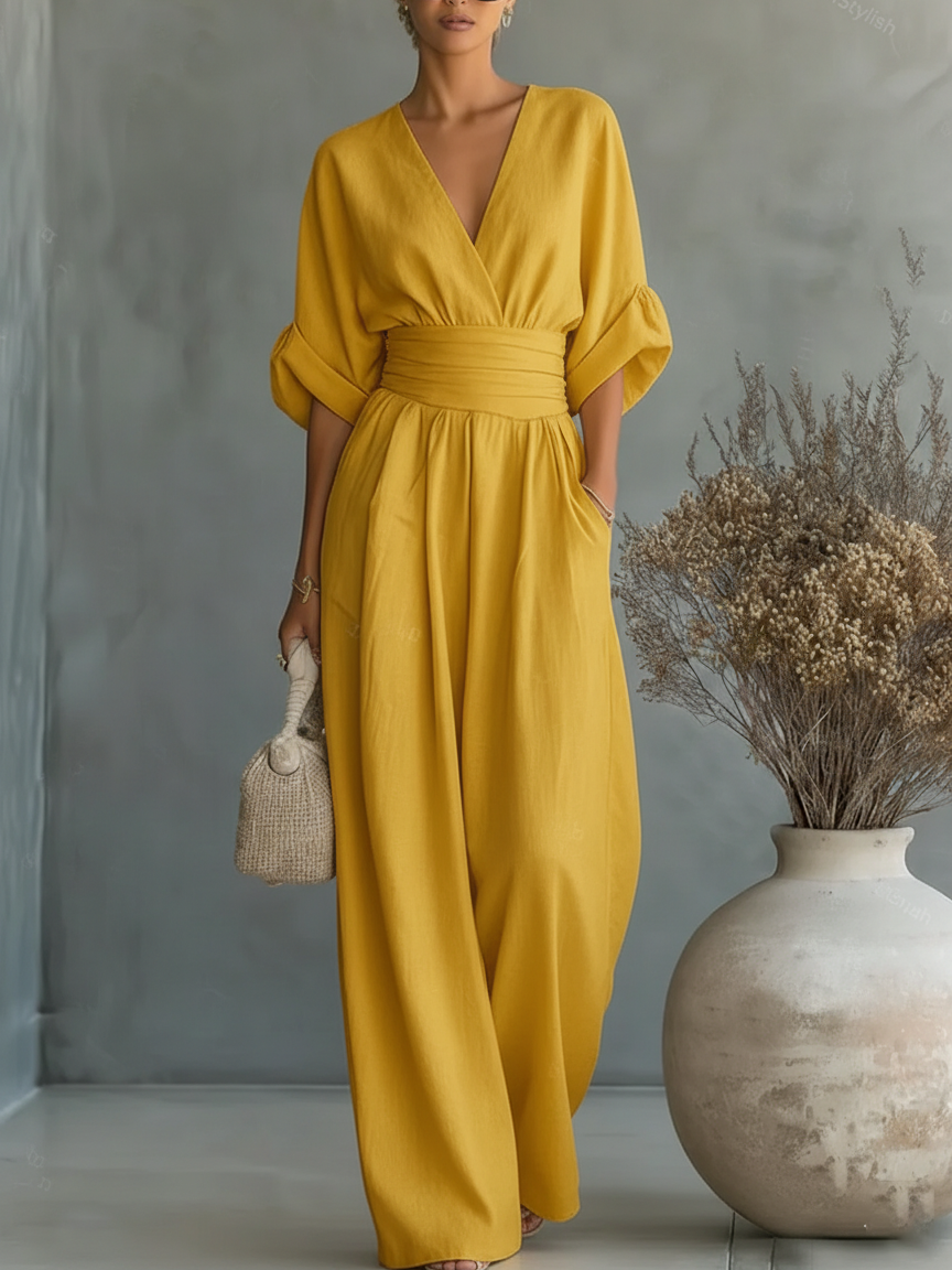 Madeline | V-Neck High-Waist Jumpsuit