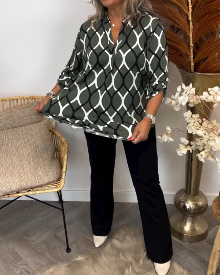 AMELIA | CASUAL LONG-SLEEVE PATTERNED BLOUSE