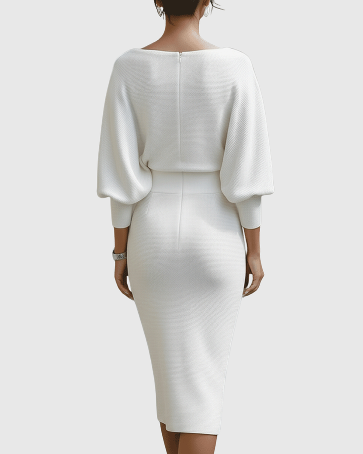 Beatrix | Women's Cowl Neck Long Sleeve Midi Dress