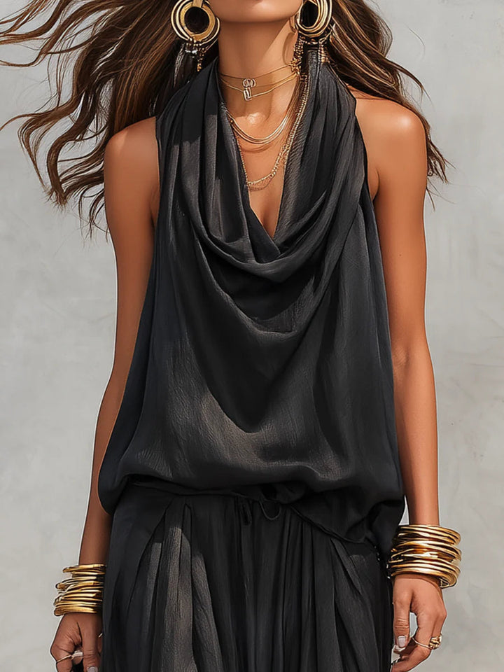 Bianca | Women's Cowl Neck Halter Two Piece Set