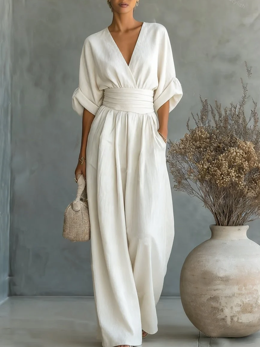Madeline | V-Neck High-Waist Jumpsuit