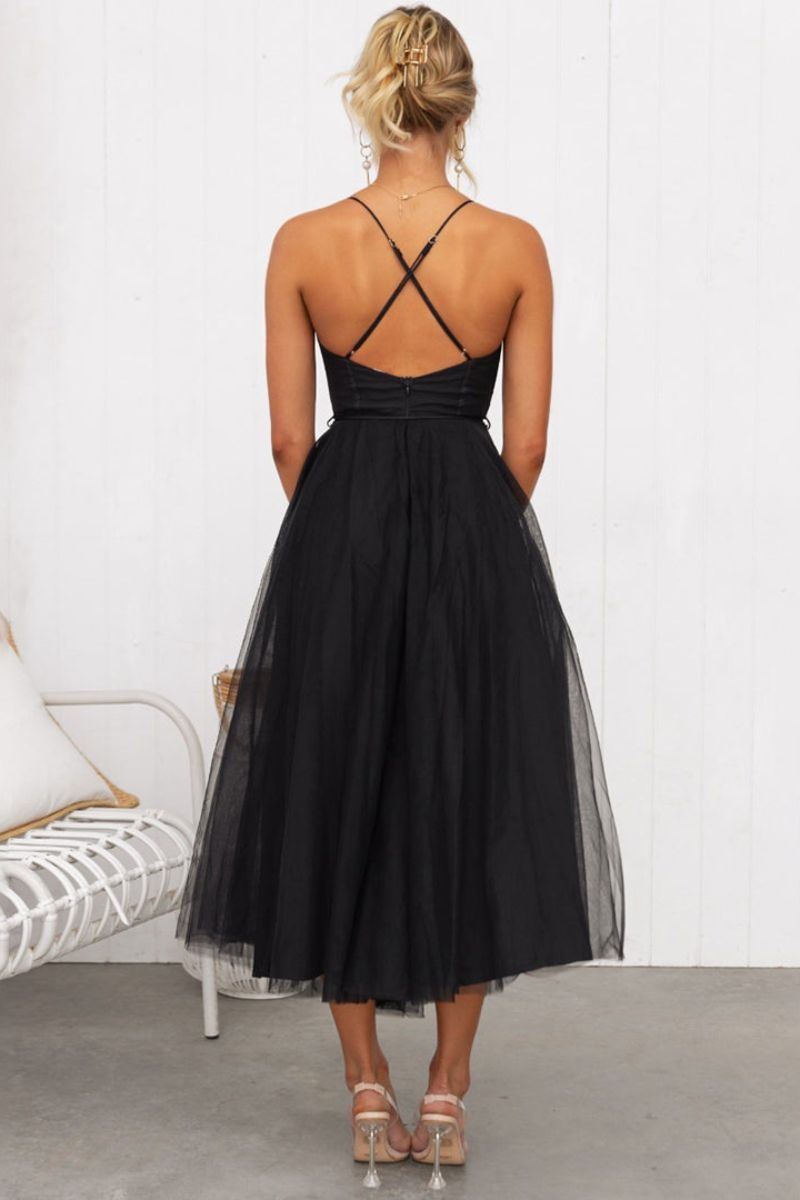 Calliope | Women's Corset Bodice Tulle Midi Dress