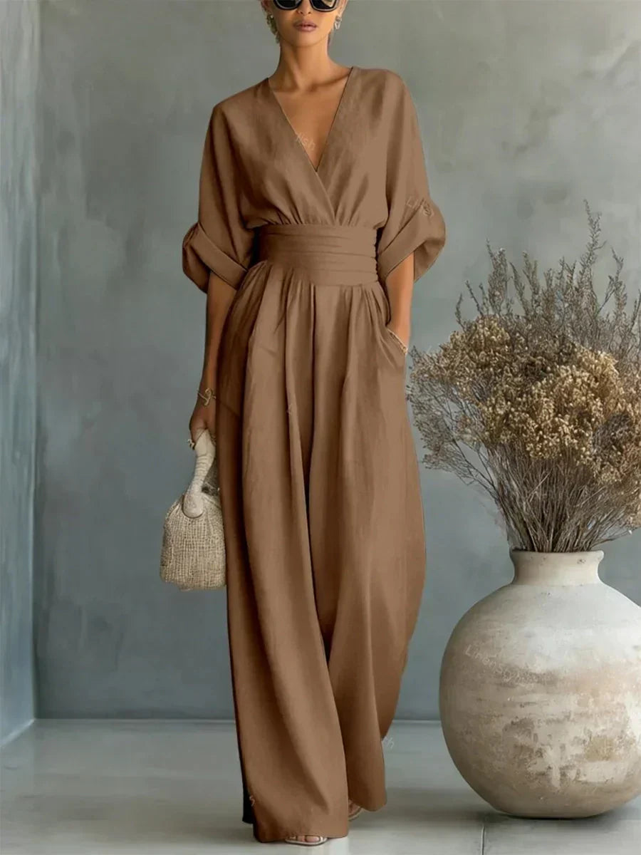 Madeline | V-Neck High-Waist Jumpsuit