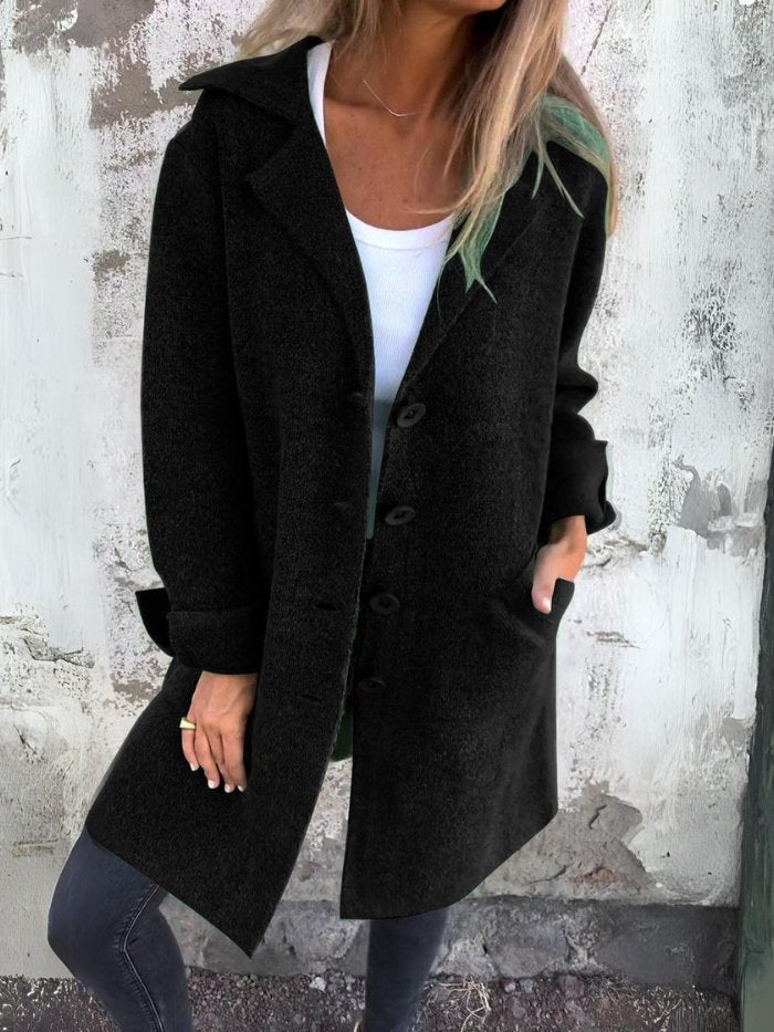 MIRANDA | LAPEL COLLAR BUTTON-FRONT COAT