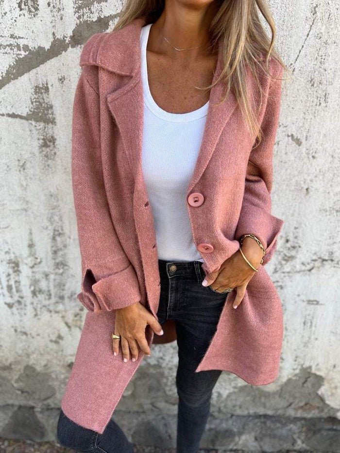 MIRANDA | LAPEL COLLAR BUTTON-FRONT COAT