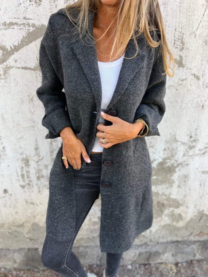 MIRANDA | LAPEL COLLAR BUTTON-FRONT COAT