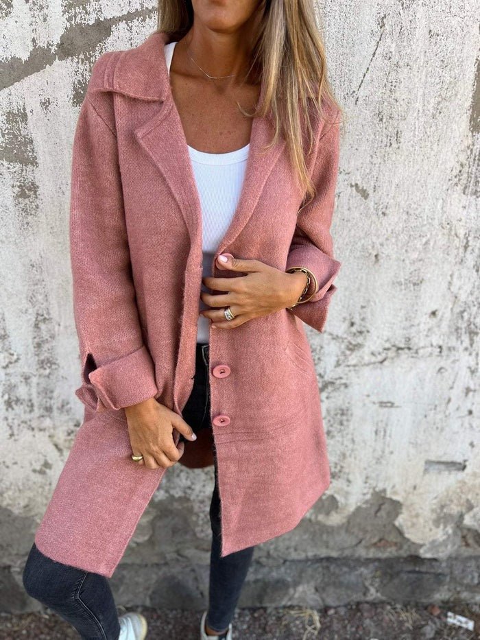 MIRANDA | LAPEL COLLAR BUTTON-FRONT COAT