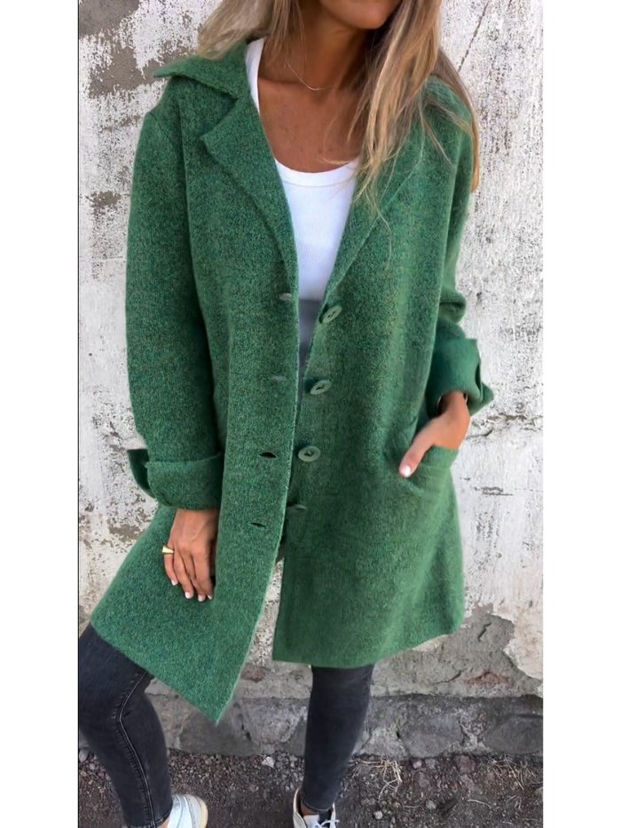 MIRANDA | LAPEL COLLAR BUTTON-FRONT COAT