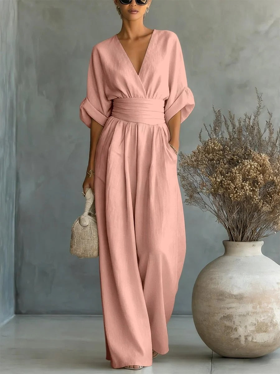 Madeline | V-Neck High-Waist Jumpsuit