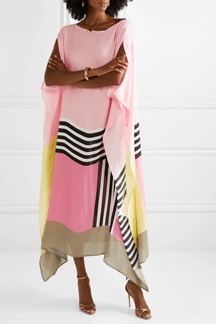 Aria | Women's Caftan Dress Geometric Print Batwing Sleeve Maxi Dress
