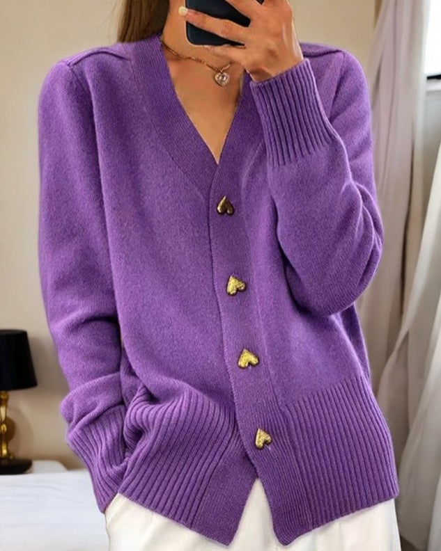 Brooke™ | Elegant Heart Button Cardigan