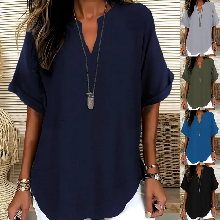 Zorina | Stylish Mid Sleeve V-Neck Blouse