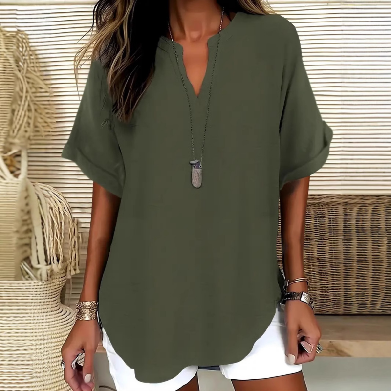 Zorina | Stylish Mid Sleeve V-Neck Blouse