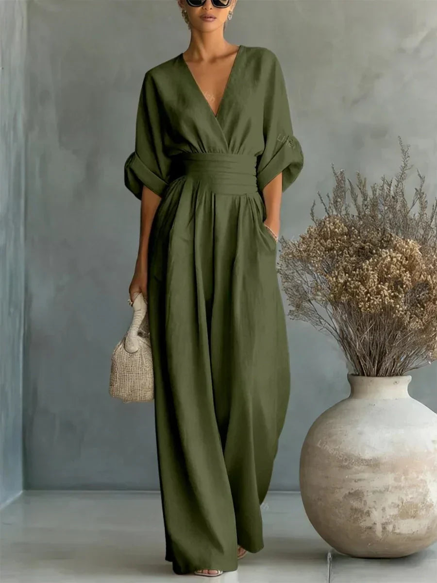 Madeline | V-Neck High-Waist Jumpsuit