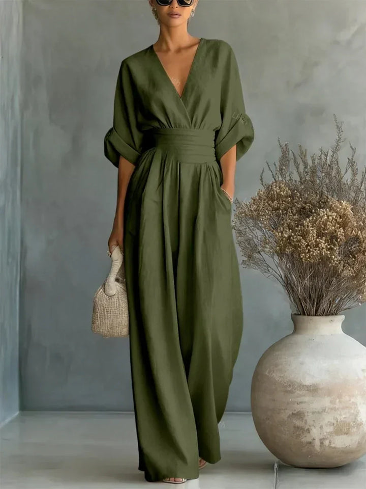 Madeline | V-Neck High-Waist Jumpsuit