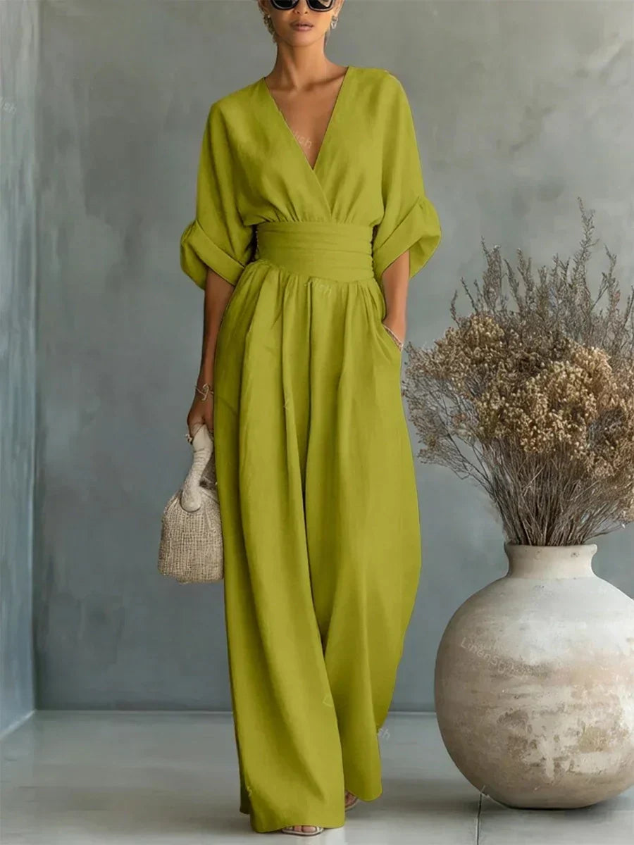 Madeline | V-Neck High-Waist Jumpsuit